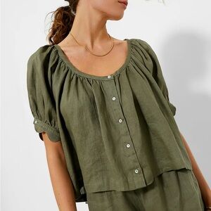 Tuckernuck Army Green Linen Set (Sz XS and S) - NWOT